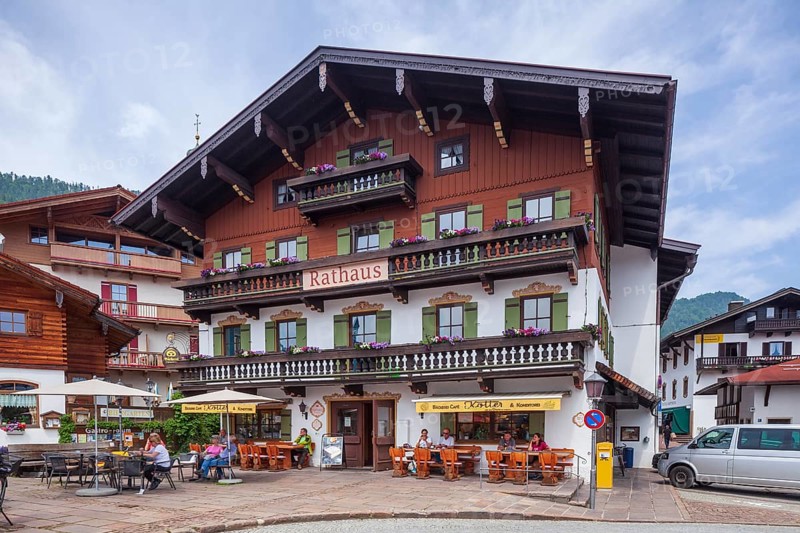 Town hall with catering, Reit im Winkl, Chiemgau, Upper Bavaria, Bavaria, Germany
