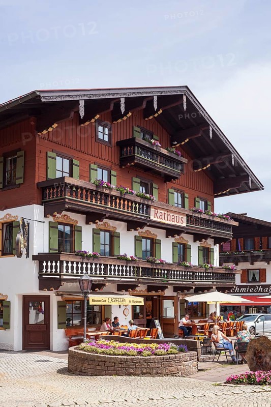 Town hall with catering, Reit im Winkl, Chiemgau, Upper Bavaria, Bavaria, Germany