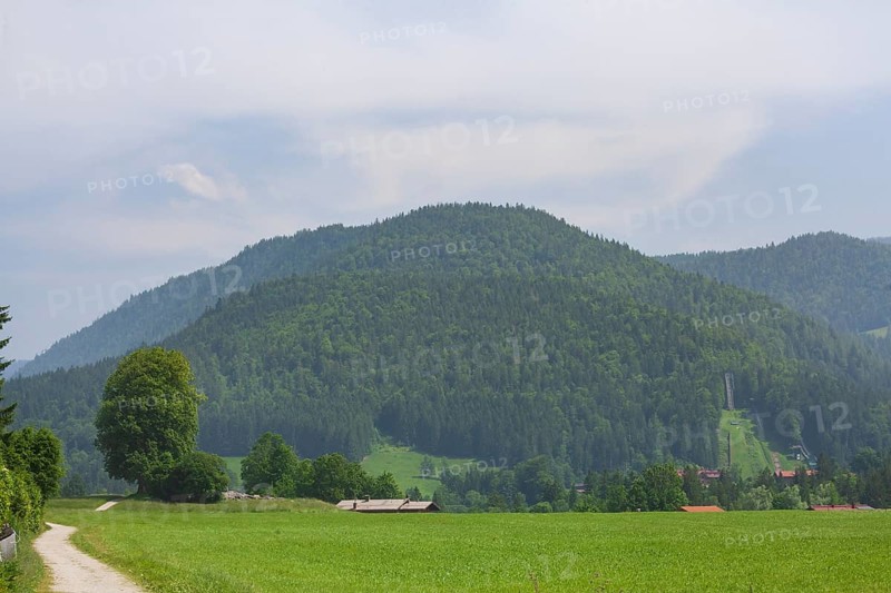 Landscape with mountains and meadow, Reit im Winkl, Chiemgau, Upper Bavaria, Bavaria, Germany