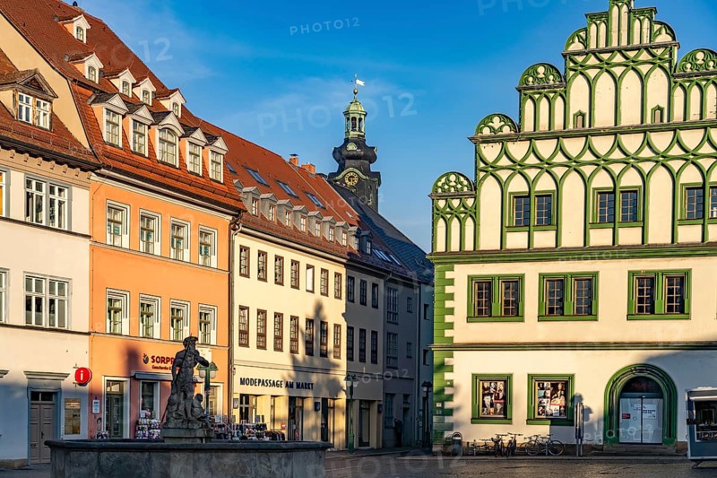 On the market square in Weimar, Thuringia, Germany