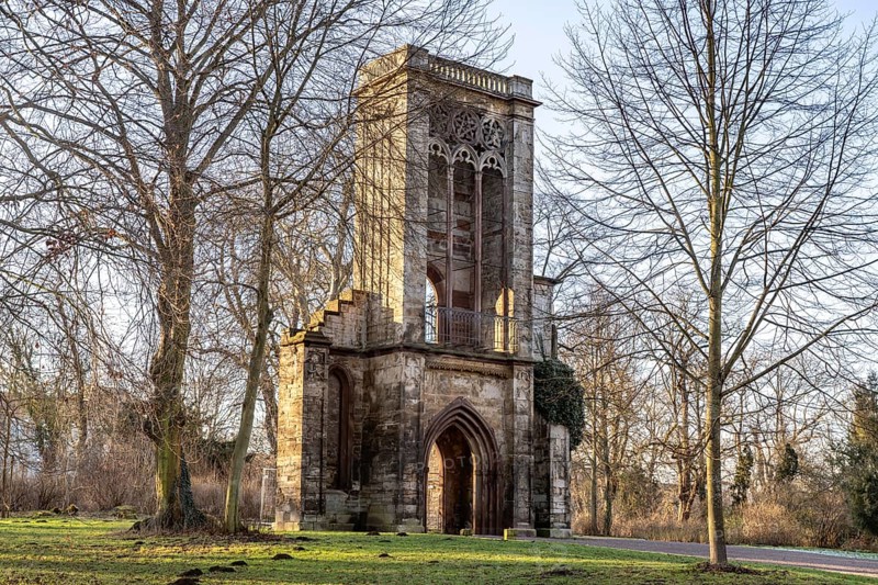 Ruins of the Tempelherrenhaus in the park on the Ilm in Weimar, Thuringia, Germany