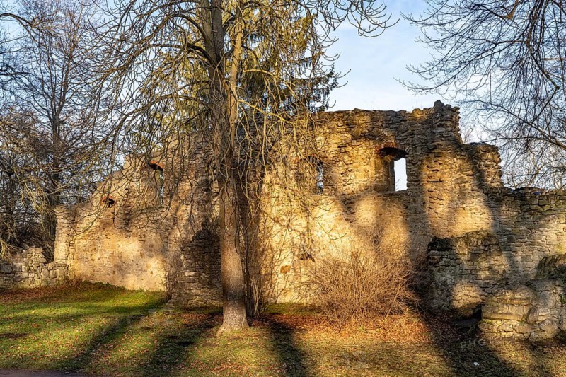 Artificial ruin in the park on the Ilm in Weimar, Thuringia, Germany