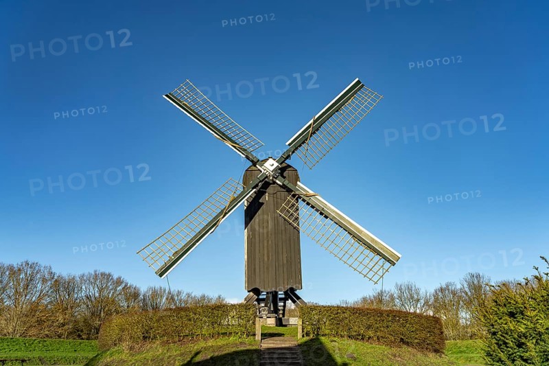 Windmill of the inhabited former fortress Bourtange, Groningen, Netherlands