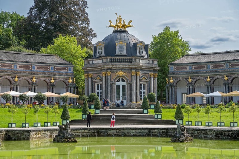 Water basin upper grotto in the palace park, New Palace, Temple of the Sun, Hermitage, Bayreuth, Upper Franconia, Franconia, Bavaria, Germany