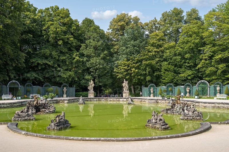 Water basin upper grotto in the palace park, New Palace, Temple of the Sun, Hermitage, Bayreuth, Upper Franconia, Franconia, Bavaria, Germany
