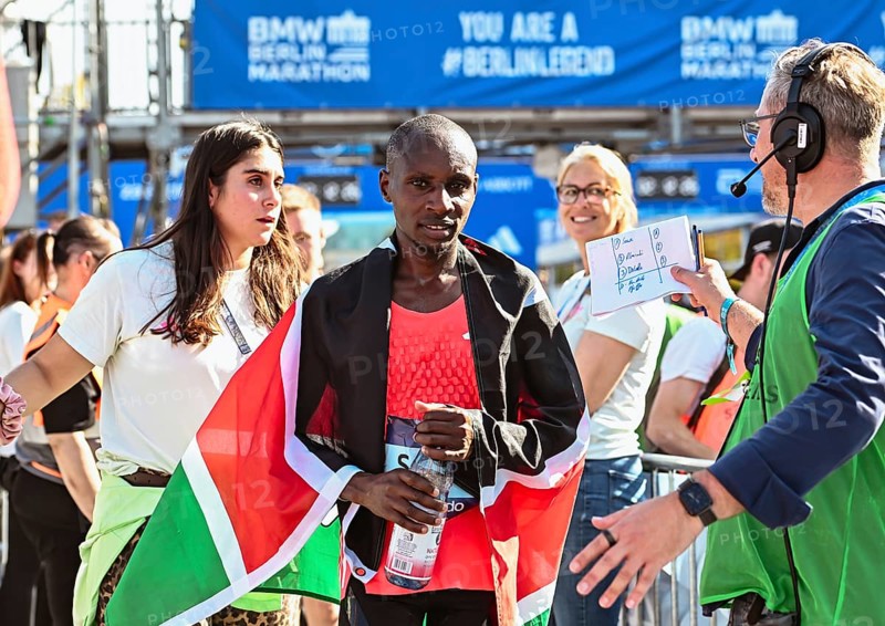Sabastian Sawe wins the Berlin Marathon in a time of 2:02:16 hours at the Berlin Marathon 2025