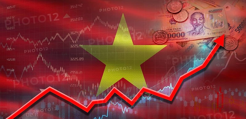 Vietnam financial growth on market graph. Vietnam economic growth on financial graph