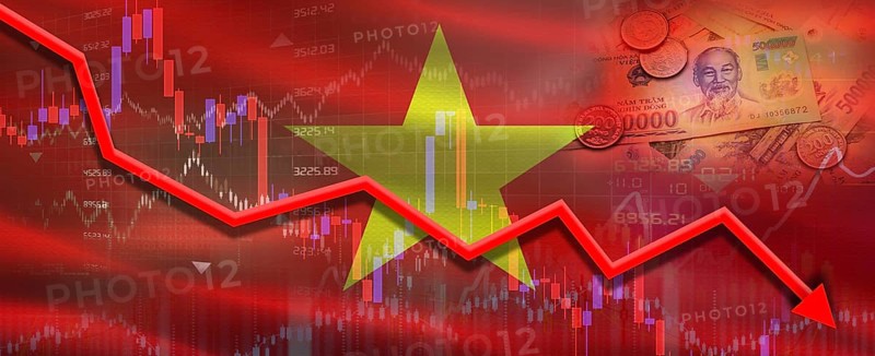 Vietnam financial crisis on economic graph. Financial fall of Vietnam on economy market