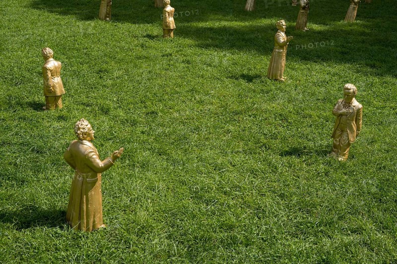 King Ludwig II, The Patron, installation by Ottmar Hörl, Festival Hill, on the Green Hill, Bayreuth, Upper Franconia, Franconia, Bavaria, Germany