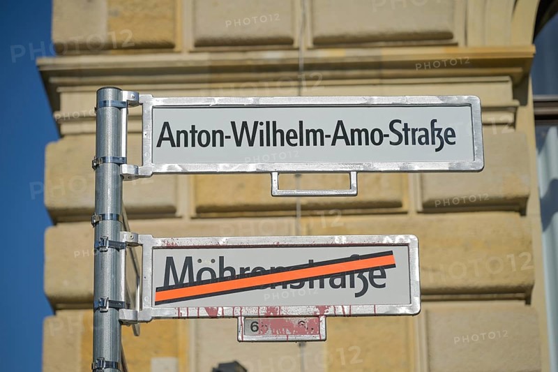 Street sign Anton-Wilhelm-Amo-Straße, formerly Mohrenstraße, Mitte, Berlin, Germany