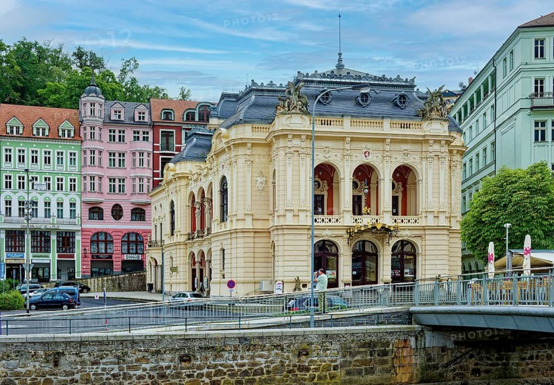 Karlovy Vary Municipal Theatre in the New Rococo style, old town, spa, healing spring, health, mineral, mineral water, illness, Karlovy Vary, Bohemia, Czech Republic