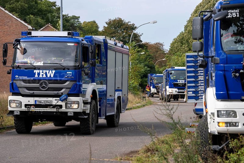 Major exercise FÜLEX25, of the THW, Technisches Hilfswerk, Landesverband North Rhine-Westphalia, on 4 weekends over 3500 volunteers from the 127 North Rhine-Westphalia local organisations practise many different operational scenarios in the field of disaster control and civil defence