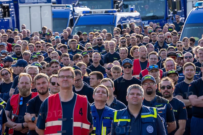 Major exercise FÜLEX25, of the THW, Technisches Hilfswerk, Landesverband North Rhine-Westphalia, on 4 weekends over 3500 volunteers of the 127 North Rhine-Westphalia local organisations, many different scenarios, from the field of disaster control and civil defence, exercise briefing of over 1000 emergency personnel