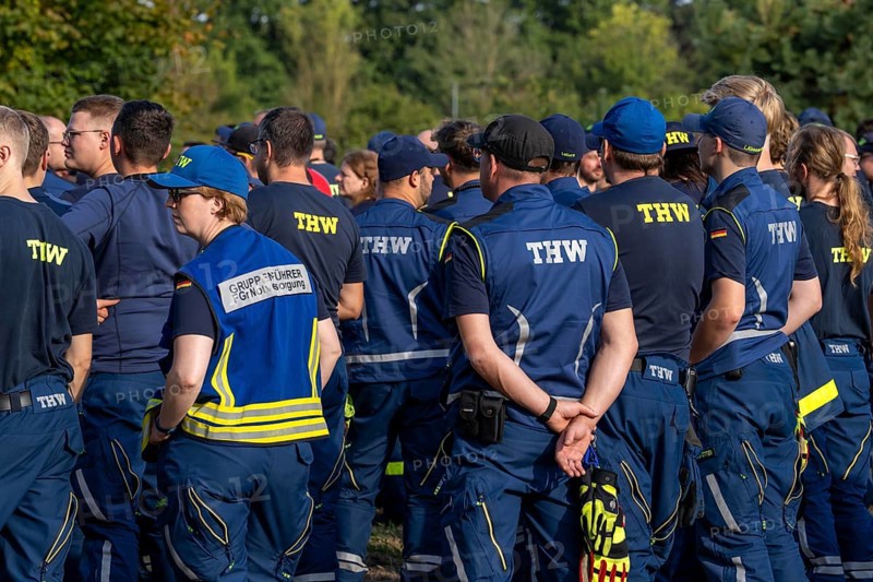 Volunteer emergency services at the large-scale exercise FÜLEX25, organised by the THW, Federal Agency for Technical Relief, North Rhine-Westphalia. Over four weekends, more than 3, 500 volunteers from 127 local associations in North Rhine-Westphalia practise many different scenarios in the field of disaster control and civil defence