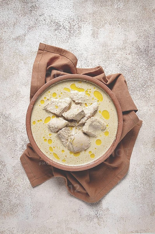 Satsivi, chicken in walnut sauce Baghe, cold dish, Georgian cuisine, homemade, no people
