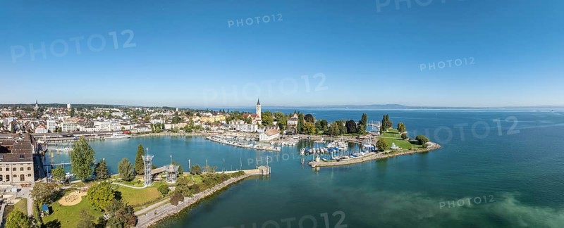 Harbour area, ferry port, yacht harbour, marina of Romanshorn with Seepark, aerial view, panorama, Lake Constance, Canton Thurgau, Switzerland