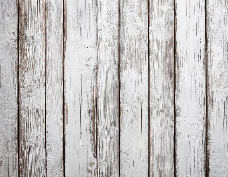 White painted wooden planks featuring a rustic and weathered appearance, showcasing natural grain patterns and knots, AI generated