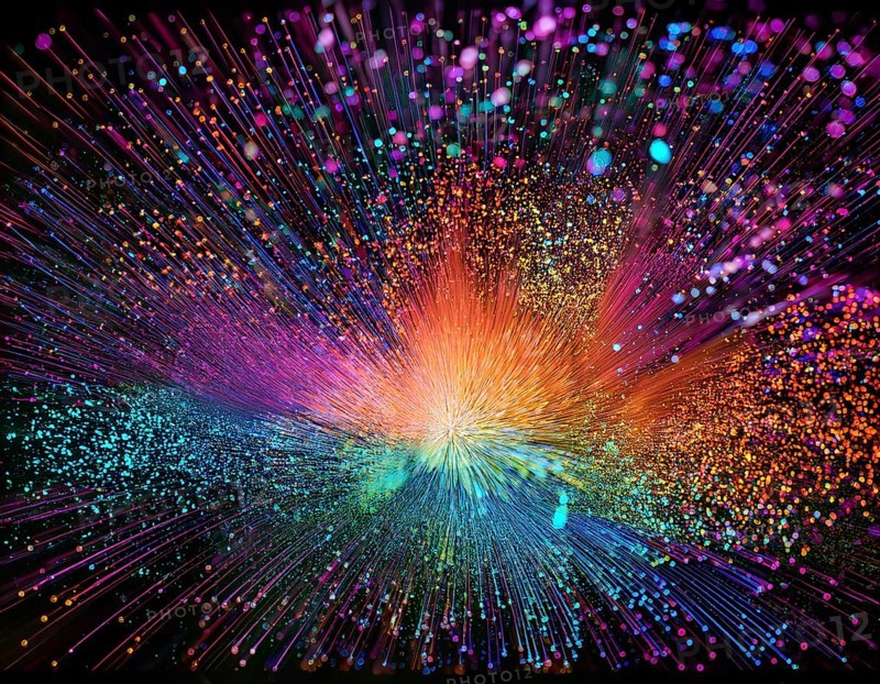 Vibrant and energetic multicolored powder explosion captured against a dark background. Evoking festival celebrations reminiscent of Holi, with dynamic motion and graphic potential for creative artistic projects, AI generated