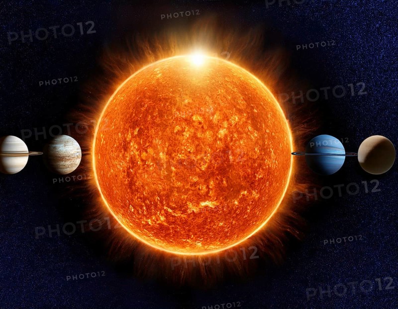 A solar system concept image displaying planets aligned in orbit, symbolizing astronomy, cosmic harmony, and universal beauty, AI generated