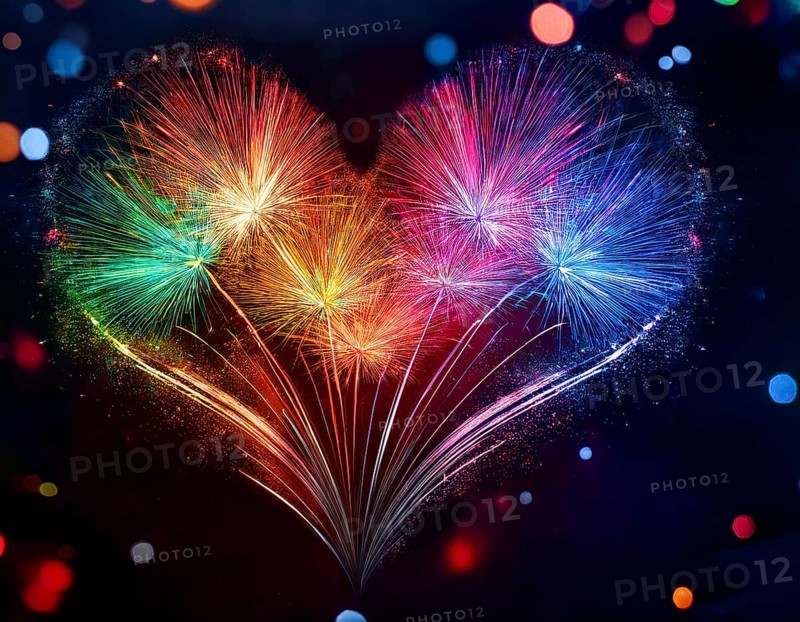 Colorful artistic display featuring vibrant light patterns shaped like a heart, expressing love and creativity through illuminated fibers in a mesmerizing spectrum of rainbow hues, AI generated