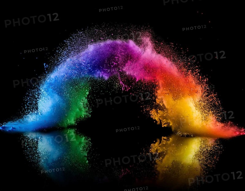 Vibrant and energetic multicolored powder explosion captured against a dark background. Evoking festival celebrations reminiscent of Holi, with dynamic motion and graphic potential for creative artistic projects, AI generated