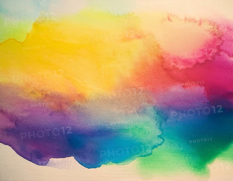 Bright watercolor art showcasing vibrant hues blending with artistic paint splashes, perfect for creative and artistic themes, AI generated