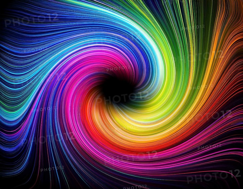 Abstract art depicting vibrant streaks of light forming a swirling vortex against a dark background, evoking a dynamic and energetic visual. Perfect for creative, modern, and futuristic design projects, AI generated