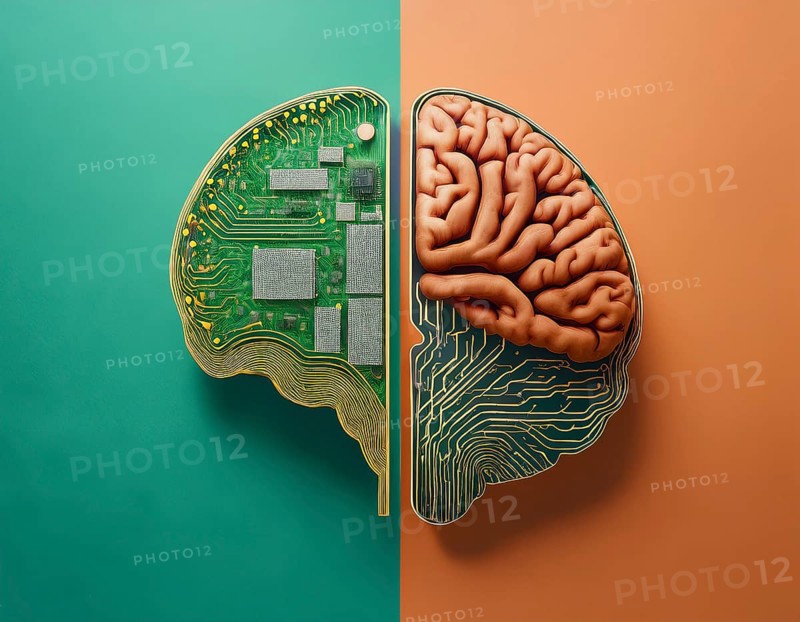A vibrant depiction of artificial intelligence brain featuring integrated circuit designs, symbolizing advanced technology, machine learning, and innovation concepts in modern computing and AI advancements, AI generated