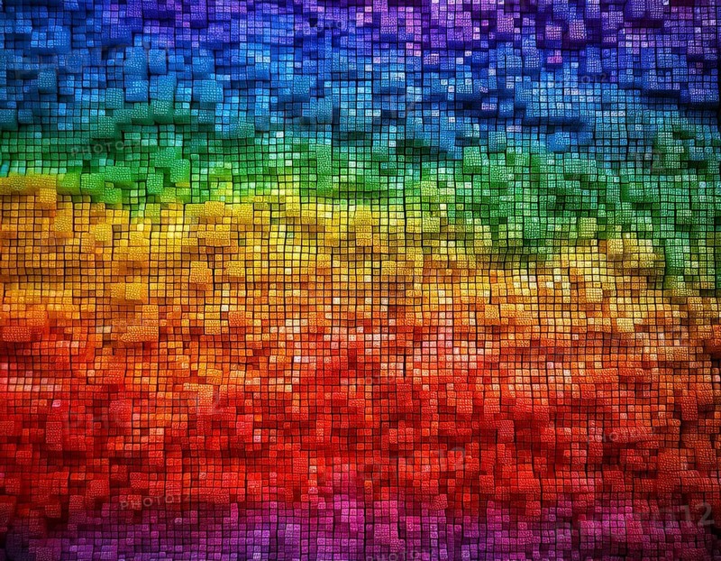 Colorful mosaic design showcasing an abstract gradient pattern with vibrant rainbow hues for visual art and design concepts, AI generated
