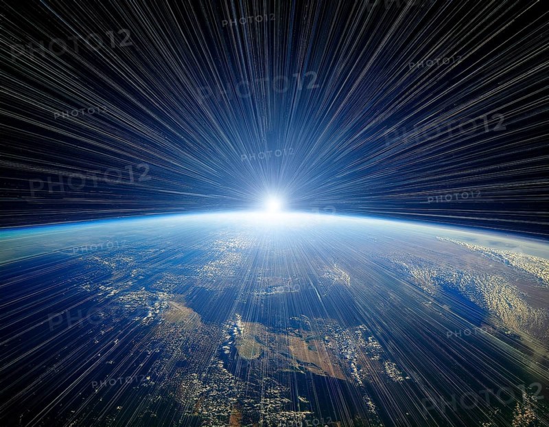 A captivating depiction of Earth from orbit, showcasing the planet's vibrant surface and glowing sunlight. An awe-inspiring illustration representing the cosmos, beauty, and the grandeur of the universe, AI generated