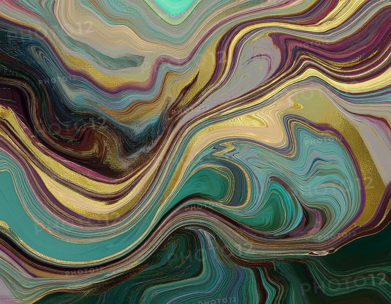 Abstract Marble Waves Acrylic Background. Abstract fluid art with swirling colors and bubbles, creating a dynamic effect, vibrant colors, AI generated