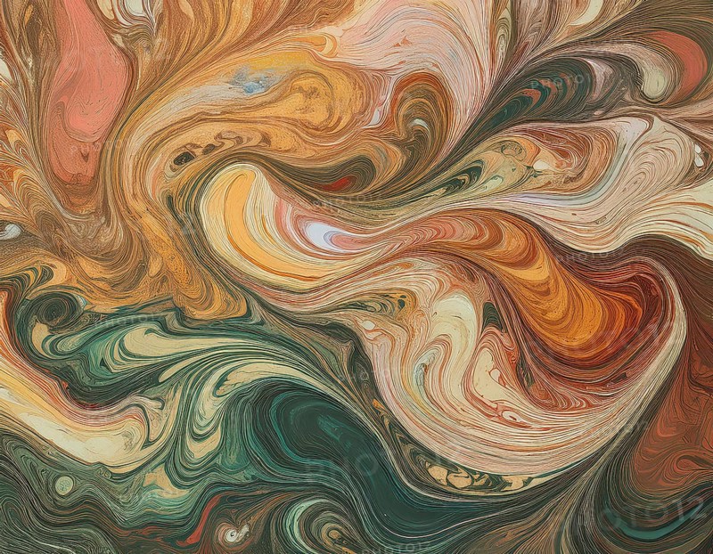 Abstract Marble Waves Acrylic Background. Abstract fluid art with swirling colors and bubbles, creating a dynamic effect, vibrant colors, AI generated