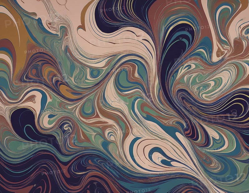Abstract Marble Waves Acrylic Background. Abstract fluid art with swirling colors and bubbles, creating a dynamic effect, vibrant colors, AI generated