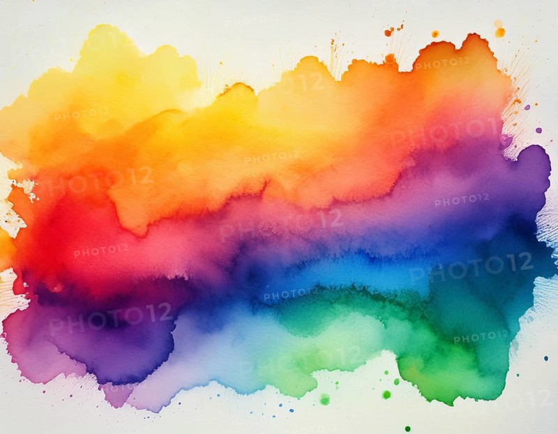 Bright watercolor art showcasing vibrant hues blending with artistic paint splashes, perfect for creative and artistic themes, AI generated