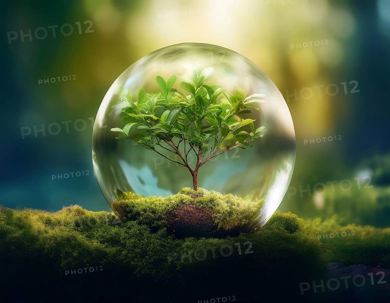 Ecology and Environment concept. Environment Earth Day In the hands of trees growing seedlings, reduce global warming, AI generated