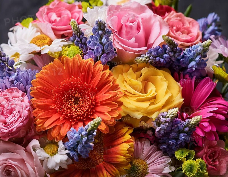 A vibrant and diverse arrangement of flowers, . Perfect for celebrating special occasions or brightening any setting with floral beauty, AI generated