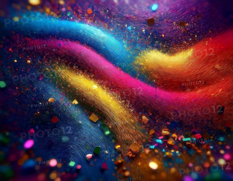 A colorful explosion powder on black background.. Multicolored powder explosion, AI generated