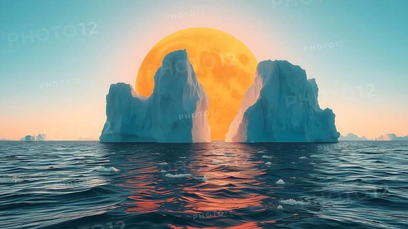 Bring awareness with ocean iceberg art, symbolic decor highlighting fragility of nature and climate change concerns, AI generated