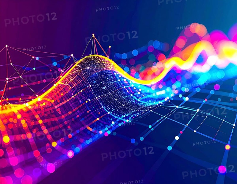Neural network glowing brain wall art poster, abstract digital connections symbolizing intelligence, learning, and futuristic design, AI generated