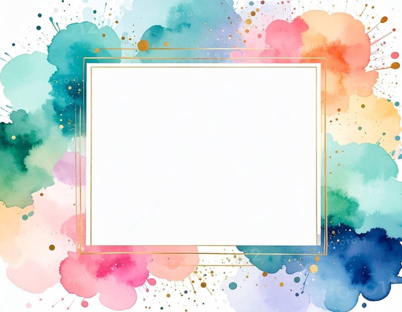 Watercolor splash with framed blank center, a modern art print for creativity, elegance, and versatile design, AI generated