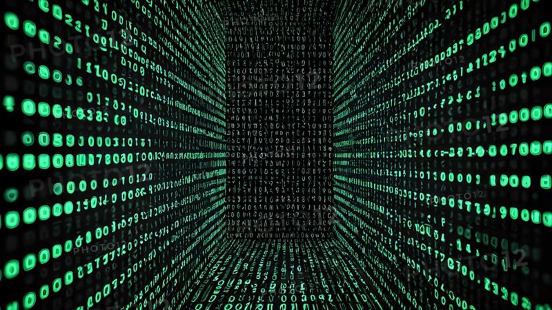 Digital matrix movie screen poster featuring green falling code and futuristic cyberpunk design for modern technology-inspired décor, AI generated