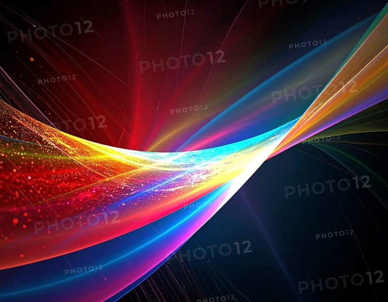 Abstract technology network wall art with glowing multi-color lines and nodes, futuristic digital background for modern décor, AI generated