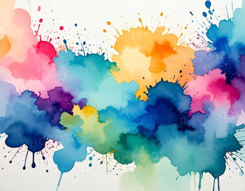 Watercolor splash art on white background, modern abstract poster for stylish décor, creativity, and timeless elegance, AI generated
