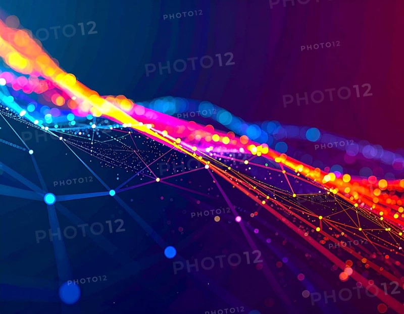Neural network glowing brain wall art poster, abstract digital connections symbolizing intelligence, learning, and futuristic design, AI generated