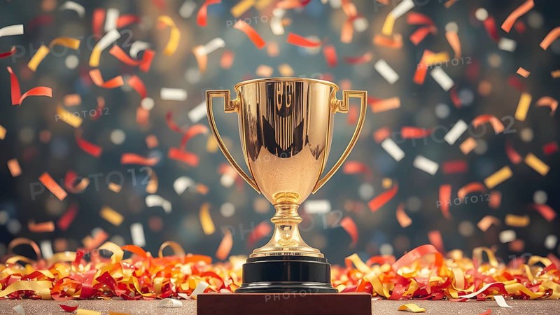 Champion's trophy cup wall poster inspires motivation, symbolizing triumph, glory, and achievement for modern home décor, AI generated
