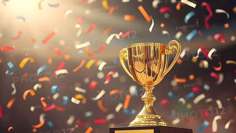 Champion's trophy cup wall poster inspires motivation, symbolizing triumph, glory, and achievement for modern home décor, AI generated