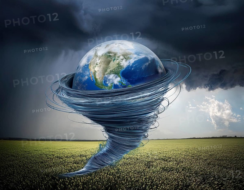 Tornado concept image showing powerful funnel cloud, symbolizing destructive natural forces, extreme weather, and atmospheric danger, AI generated