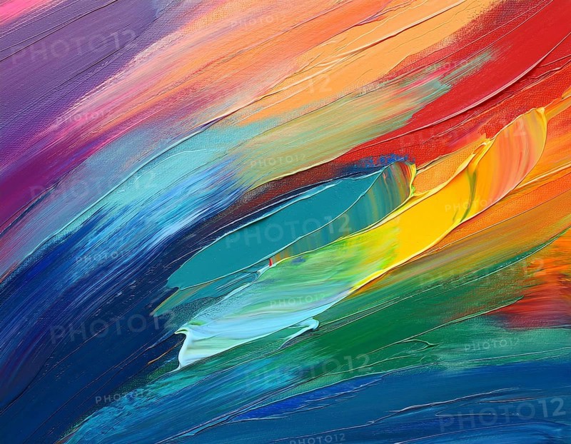 Vibrant rainbow brush strokes create abstract artistic background, blending vivid hues into modern expressive design for inspiration, AI generated