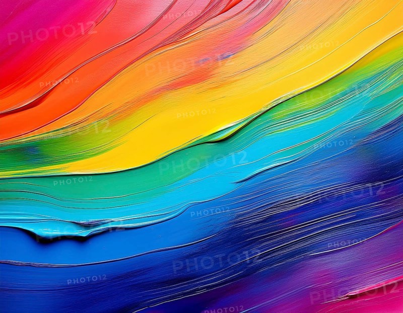 Vibrant rainbow brush strokes create abstract artistic background, blending vivid hues into modern expressive design for inspiration, AI generated