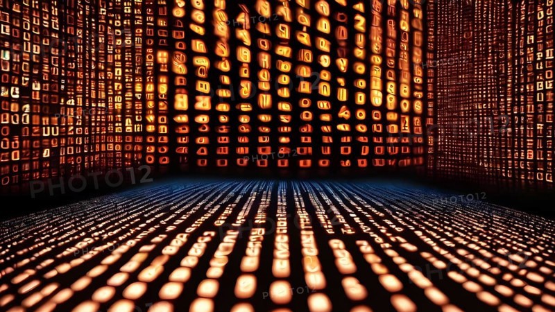 Digital matrix movie screen poster featuring green falling code and futuristic cyberpunk design for modern technology-inspired décor, AI generated